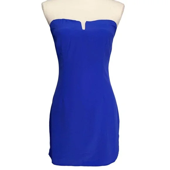 Superdown Isidora Mini Dress Strapless  Bodycon Polyester Royal Blue Small - Picture 2 of 8